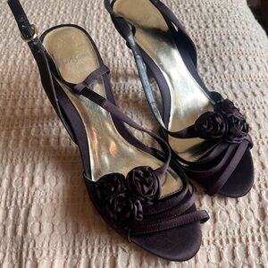 Monsoon Dark Purple Heels with Floral Design